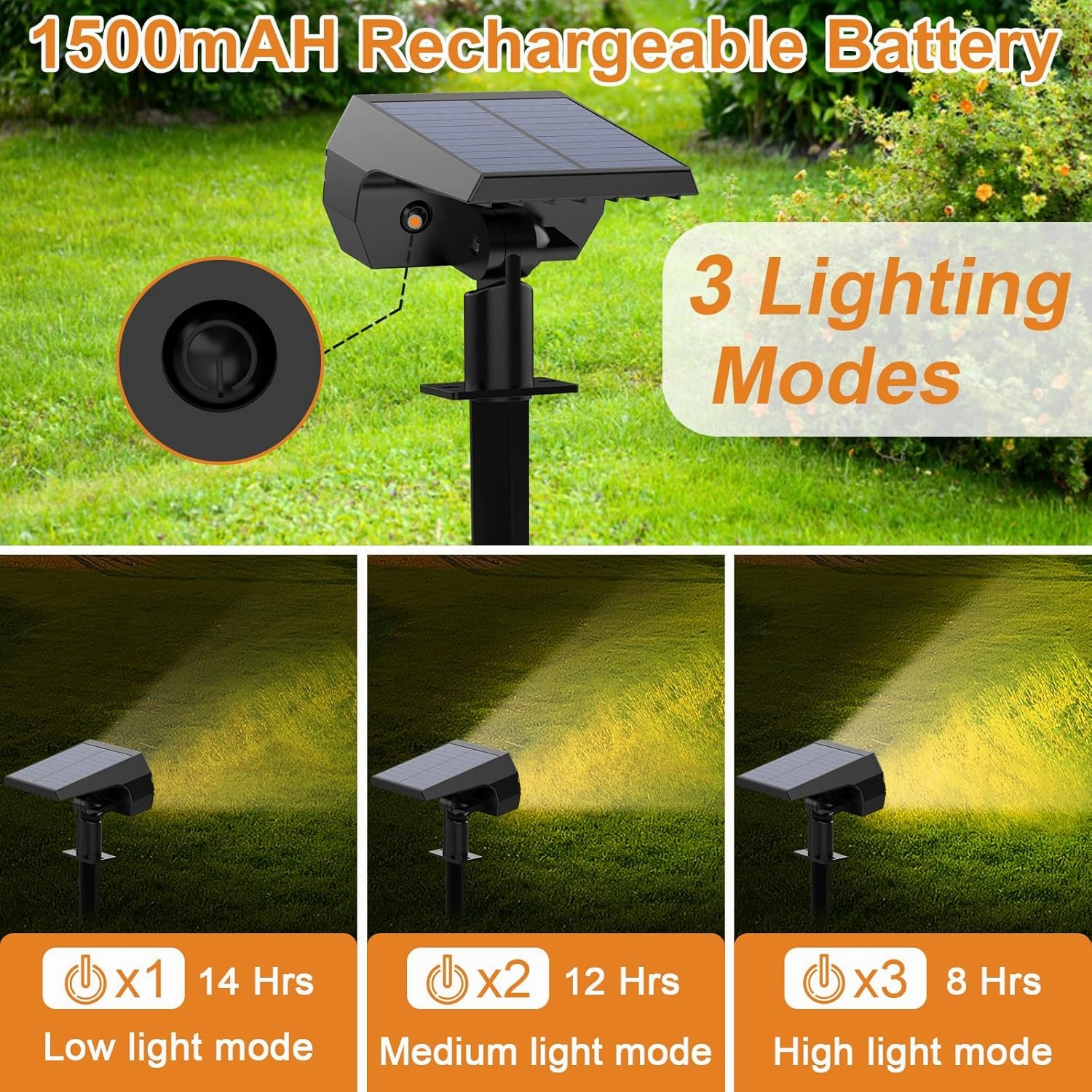WELALO Solar Spot Lights Outdoor, [6 Pack/52 LED/3 Modes] Solar Landscape Spotlights, Solar Powered Security Lights, IP68 Waterproof Wall Lights for Outsides Walkway Yard Garden Driveway(Warm White)