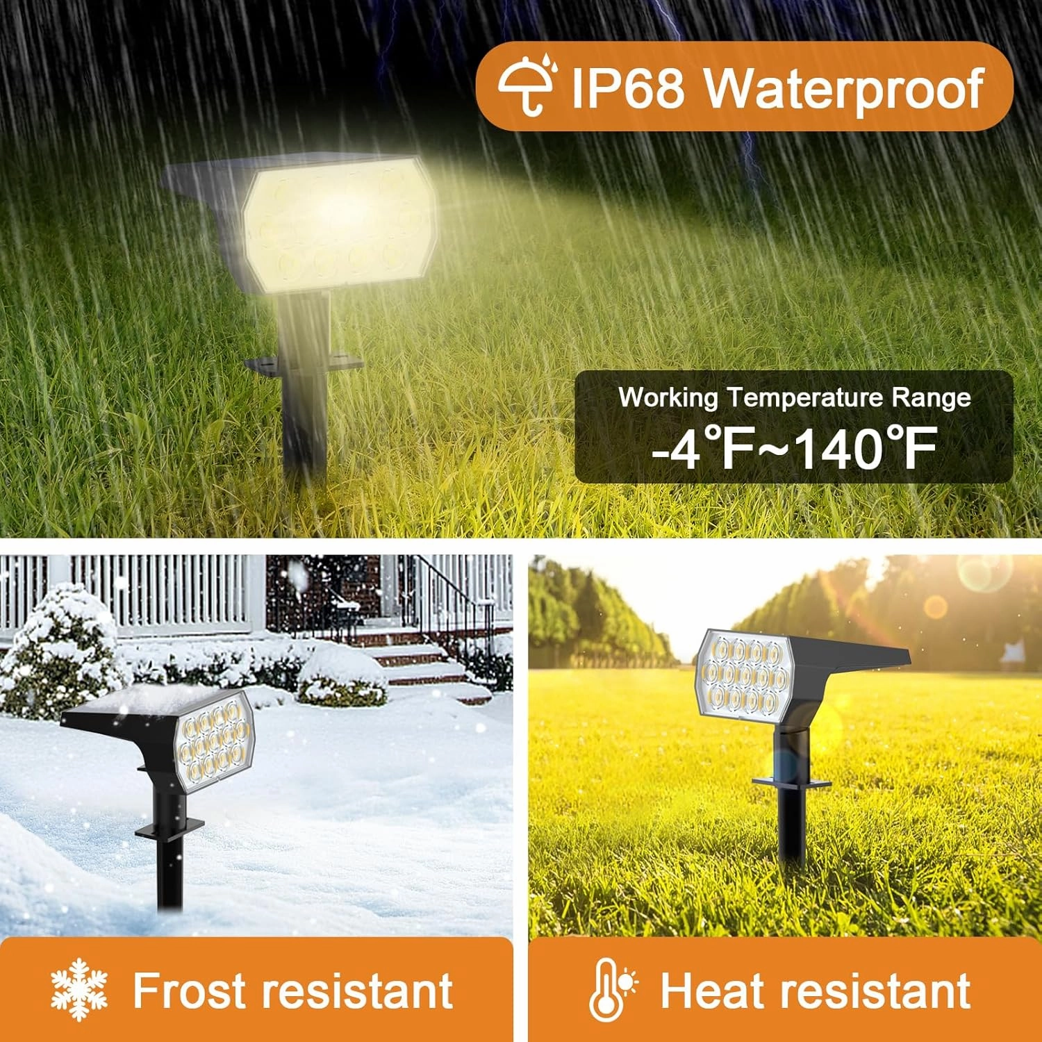 WELALO Solar Spot Lights Outdoor, [6 Pack/52 LED/3 Modes] Solar Landscape Spotlights, Solar Powered Security Lights, IP68 Waterproof Wall Lights for Outsides Walkway Yard Garden Driveway(Warm White)