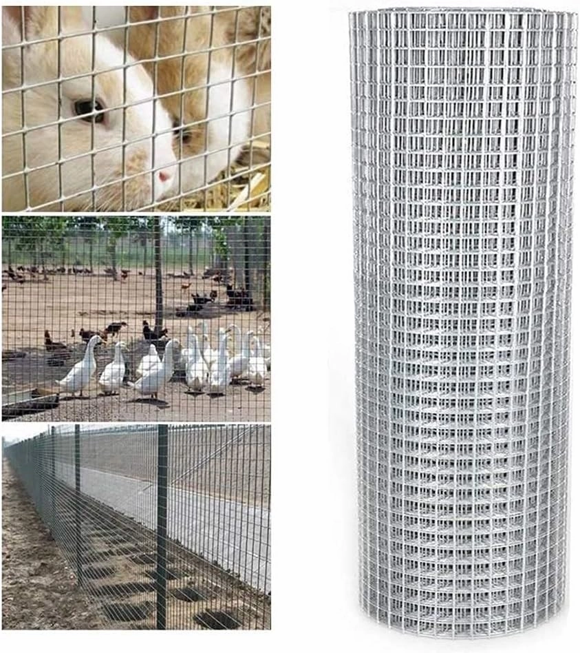 Welded Wire Mesh, Stainless Steel Garden Fencing Roll, 15x15mm Mesh Hole, Anti-Rust Poultry & Snake Fencing, Easy to Cut with Cable Ties(0.9 * 46M)