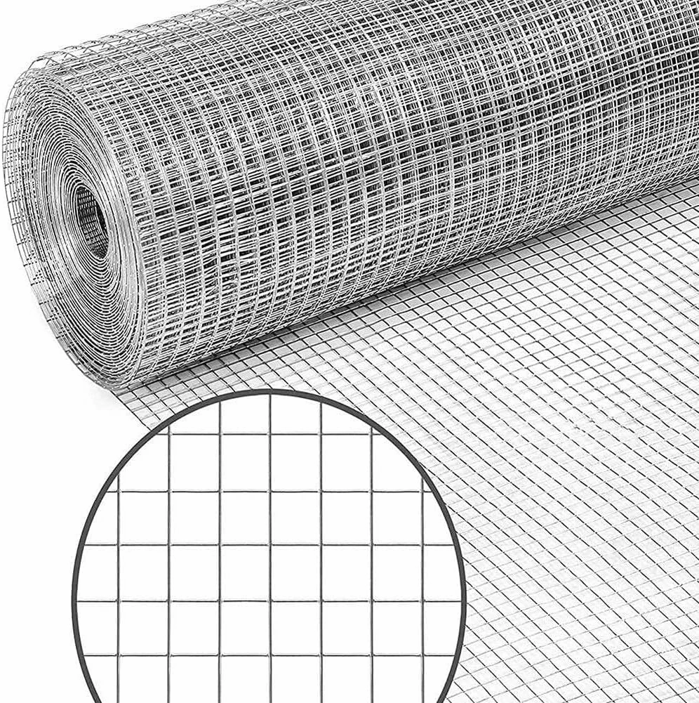 Welded Wire Mesh, Stainless Steel Garden Fencing Roll, 15x15mm Mesh Hole, Anti-Rust Poultry & Snake Fencing, Easy to Cut with Cable Ties(0.9 * 46M)