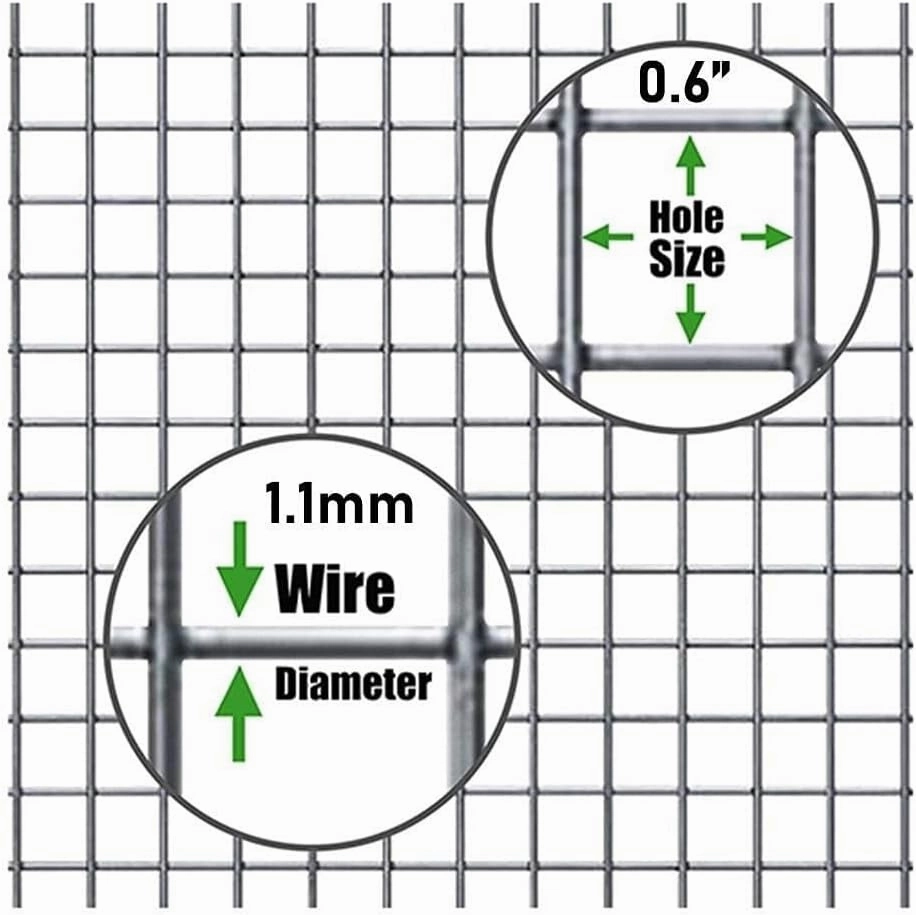 Welded Wire Mesh, Stainless Steel Garden Fencing Roll, 15x15mm Mesh Hole, Anti-Rust Poultry & Snake Fencing, Easy to Cut with Cable Ties(0.9 * 46M)