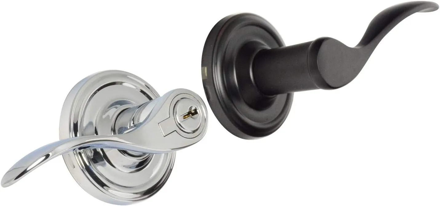 Weslock Left Handed Bordeau Lever Keylock Entry Set - Traditionale Collection - L0640U6U1SL2D - Bright Chrome/Oil-Rubbed Bronze