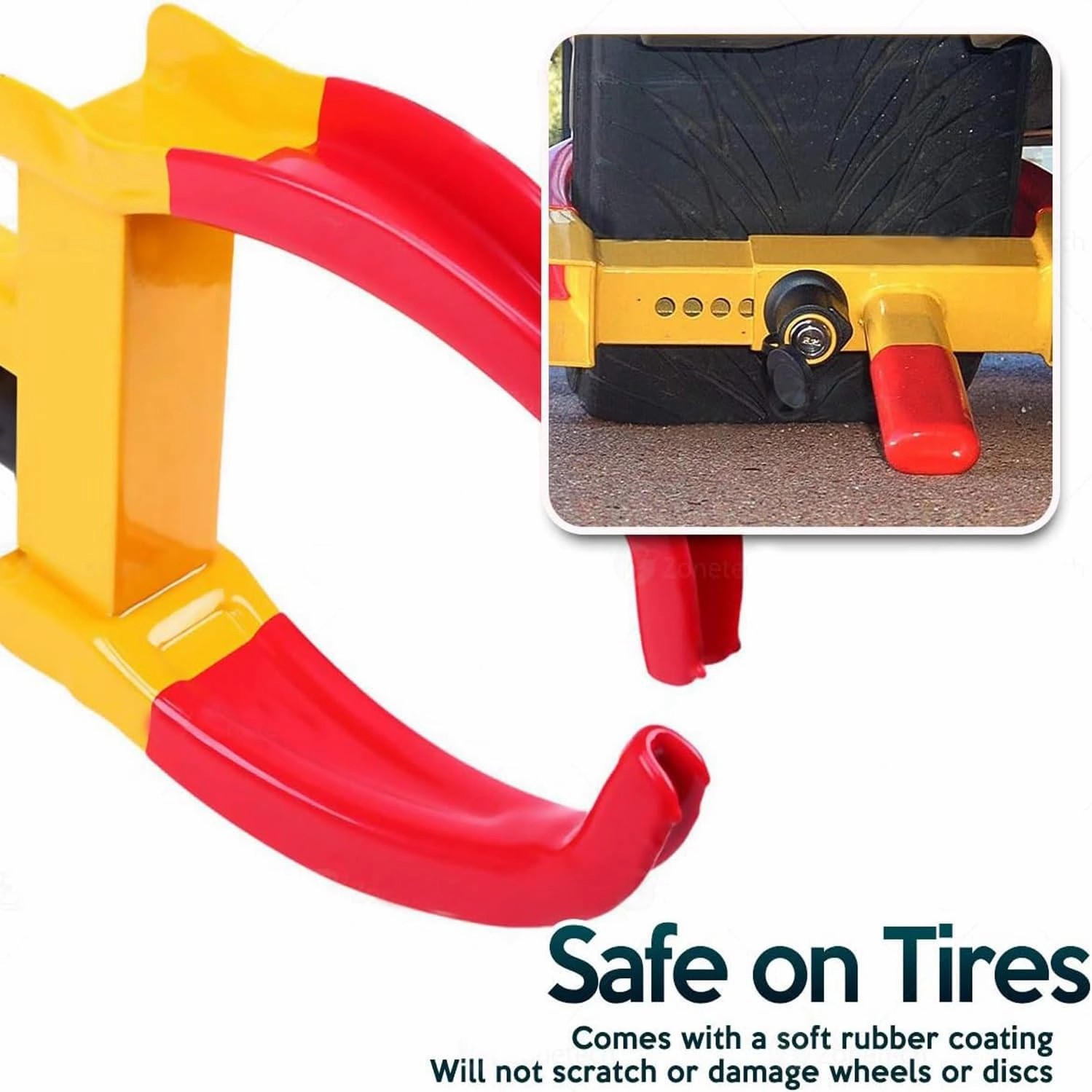 Wheel Lock Security Tire Clamp - Zone Tech Premium Quality Heavy Duty Adjustable Anti- Theft Protective Vehicle Safety for SUV Boats Trailers Motorcycles