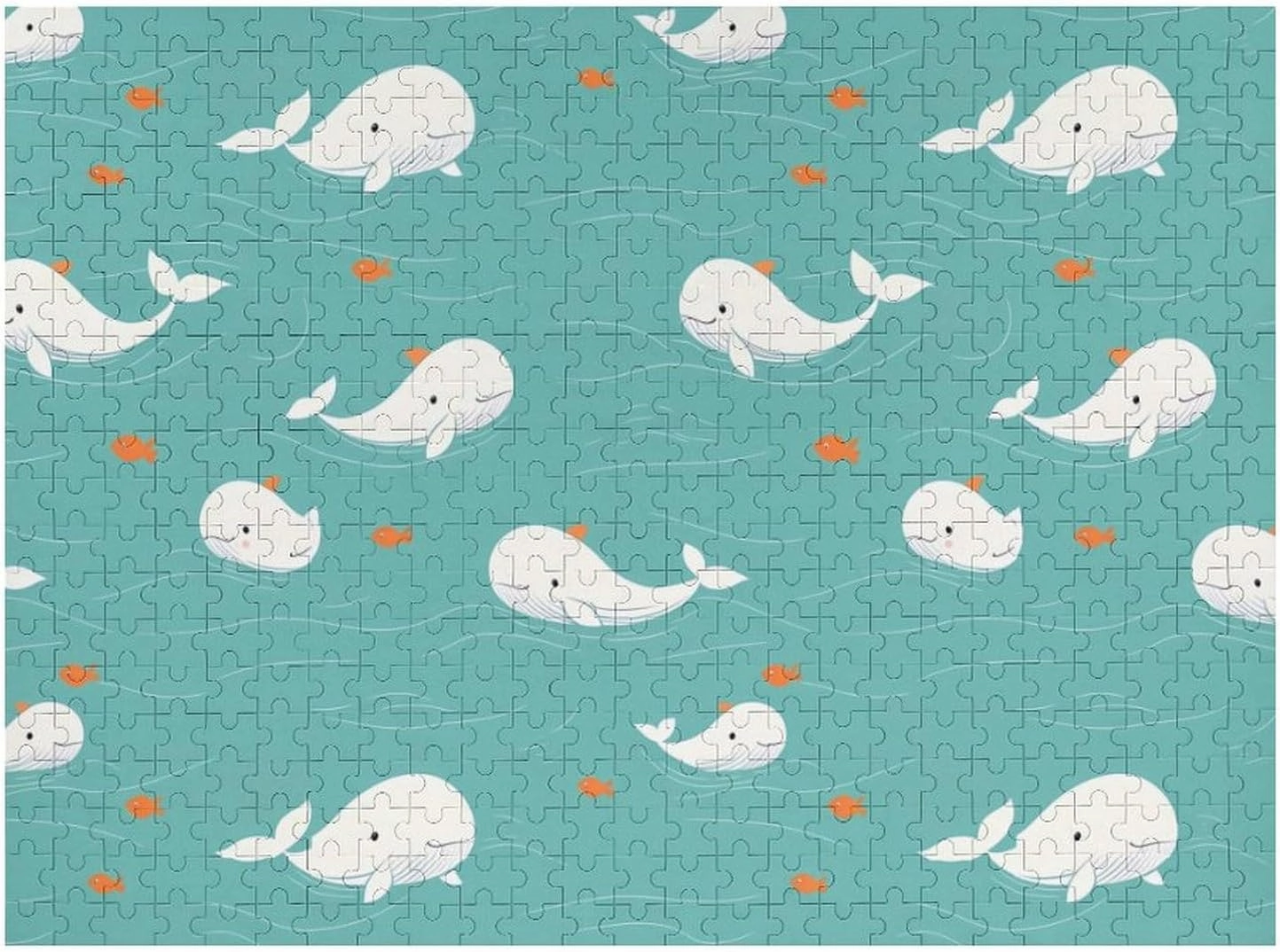 White Whales Fish Swimming Funy Jigsaw Puzzles Wooden Intellectual Puzzles Adults Brain-Teasing Game for Idea Gift