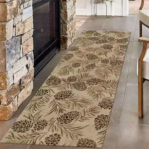 Wild Pinecone Rug Runners for Hallways,4x10ft, Native American Hunting Entrance Rug, Pet Friendly Absorbent Easy Clean Rugs, Low Pile Anti-Skid Soft Runner Mat for Family Bedside Entrance