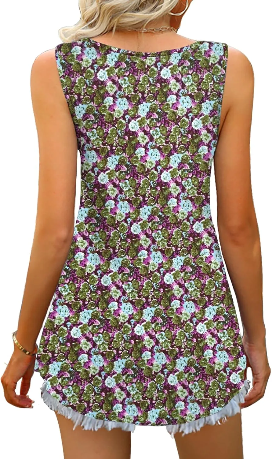 Women Tank Tops 2025 Summer Sleeveless Blouses V Neck Casual Loose Fit Flowy Shirts S-3X