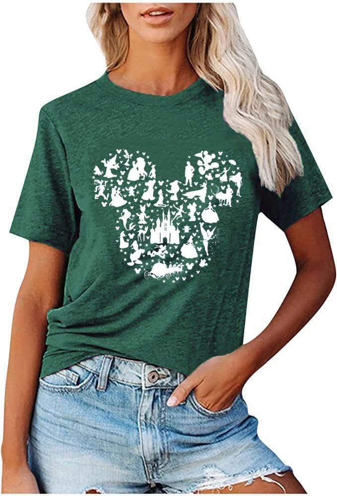 Women Magic Kingdom Castle Shirt Castle Fairy Graphic Tee Women Casual Vacation Holiday Short Sleeve Tee Top