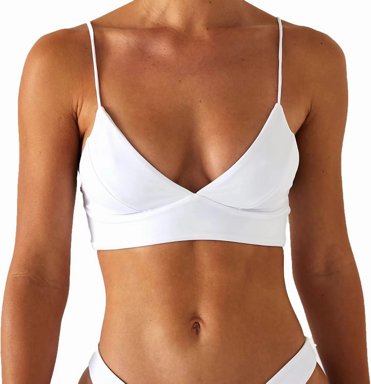 Women's Bikini Top Soild Color Push Up V Neck Bathing Suit Swimsuit Top