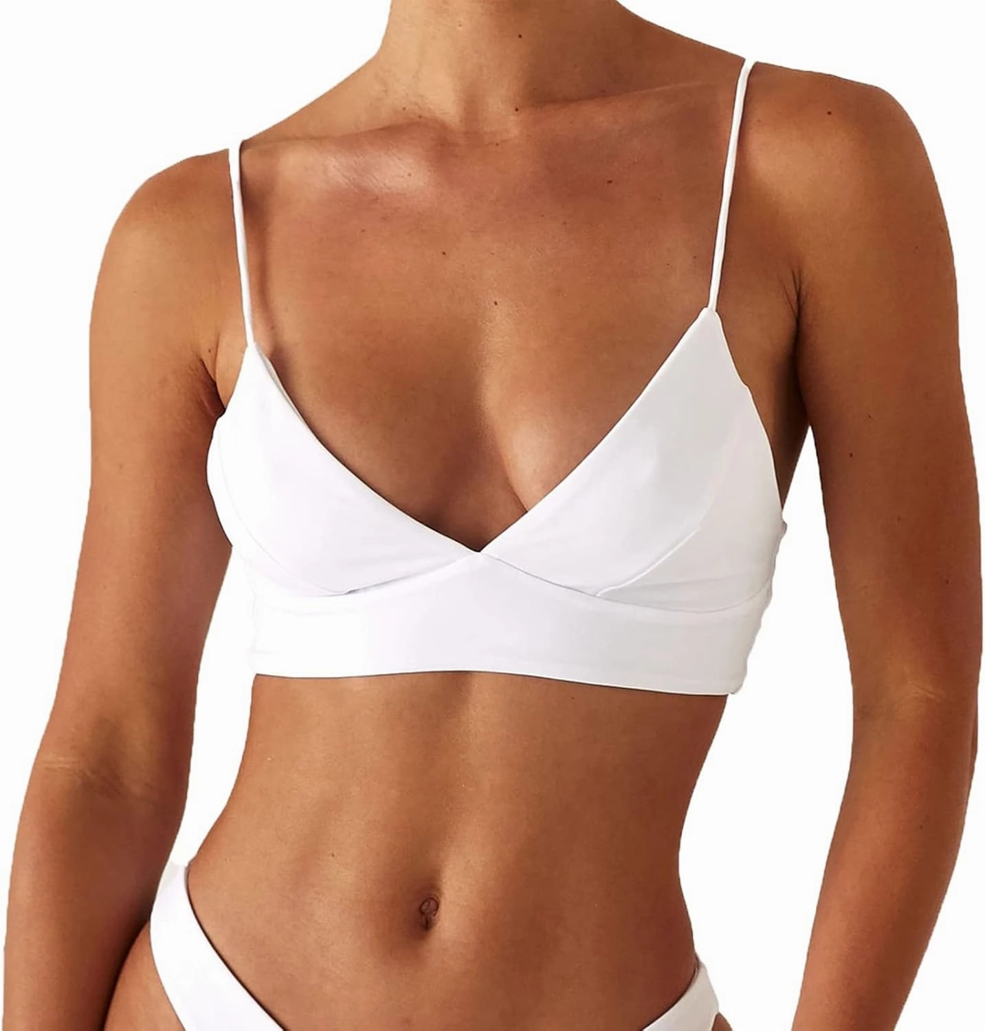 Women's Bikini Top Soild Color Push Up V Neck Bathing Suit Swimsuit Top