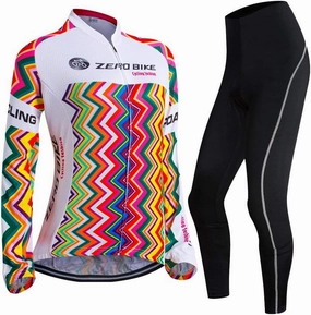 Women's Breathable Long Sleeve Cycling Suit 3D Gel Padded Bicycle Cloting Pants Set UV Protective