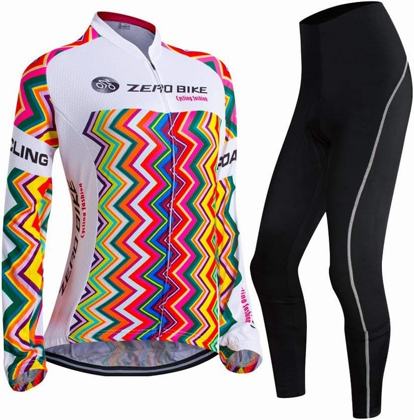 Women's Breathable Long Sleeve Cycling Suit 3D Gel Padded Bicycle Cloting Pants Set UV Protective