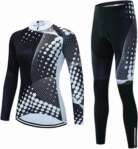 Women's Cycling Clothing Set Long Sleeve Road Bike Shirt Cycling Jersey Bicycle Pants with Gel Padded