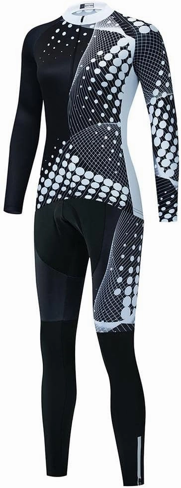 Women's Cycling Clothing Set Long Sleeve Road Bike Shirt Cycling Jersey Bicycle Pants with Gel Padded