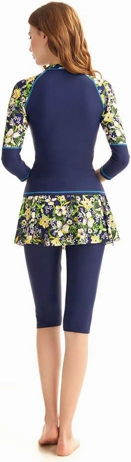 Women's Long Sleeve Swimwear Swim Skirt Swimsuit Set Surfing Suit Burkini Rash Guard