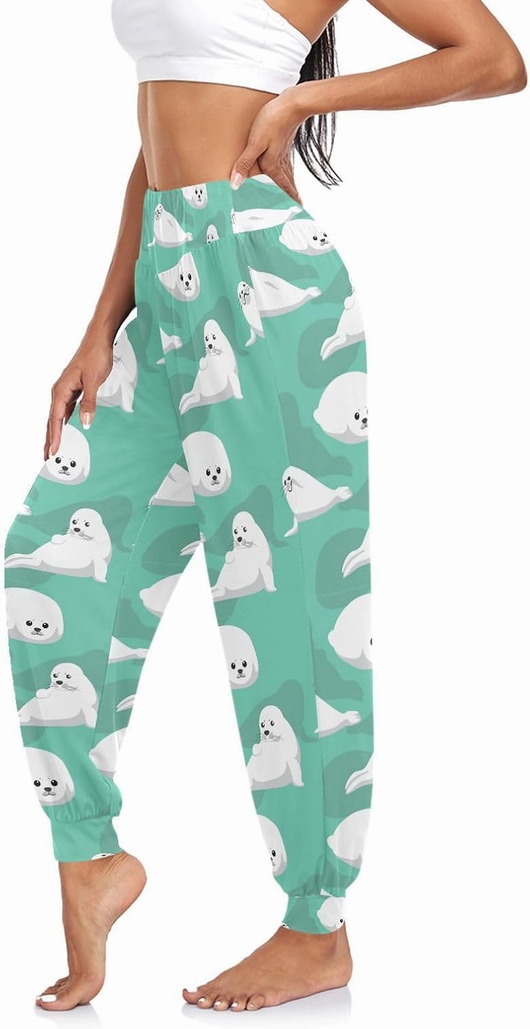Women's Pajama Pants Harp Seal Women Harem Pants Sweatpants Yoga Pants Athletic Lounge Pants S