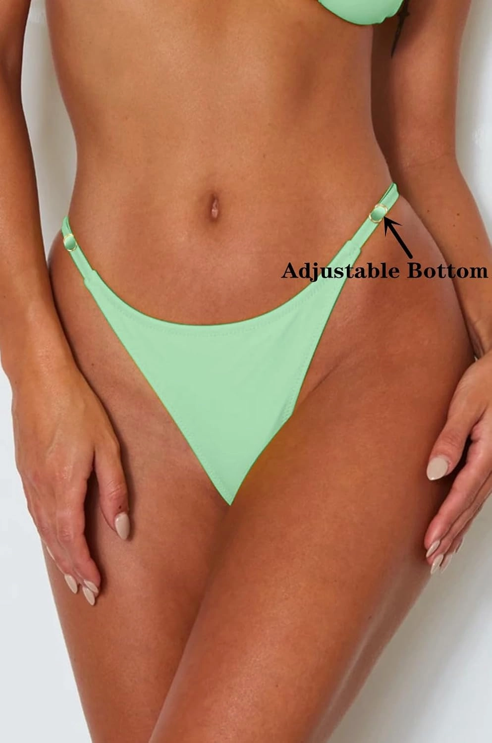 Women's Sexy Thong Bottom Two Piece Bikini Double Shoulder Straps Cute Swimsuit Triangle Bathing Suit
