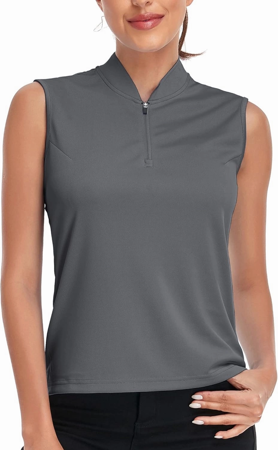 Women's T Shirts Quick Dry UPF 50  Golf Polo Shirts Sleeveless Zip Up Athletic Tank Tops