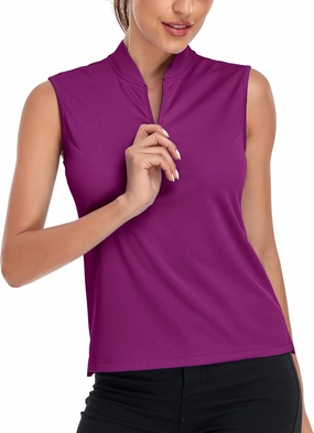 Women's T Shirts Quick Dry UPF 50  Golf Polo Shirts Sleeveless Zip Up Athletic Tank Tops
