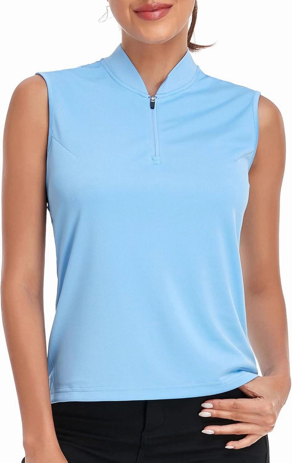 Women's T Shirts Quick Dry UPF 50  Golf Polo Shirts Sleeveless Zip Up Athletic Tank Tops