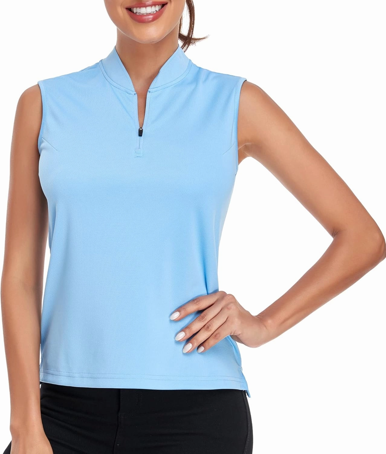 Women's T Shirts Quick Dry UPF 50  Golf Polo Shirts Sleeveless Zip Up Athletic Tank Tops