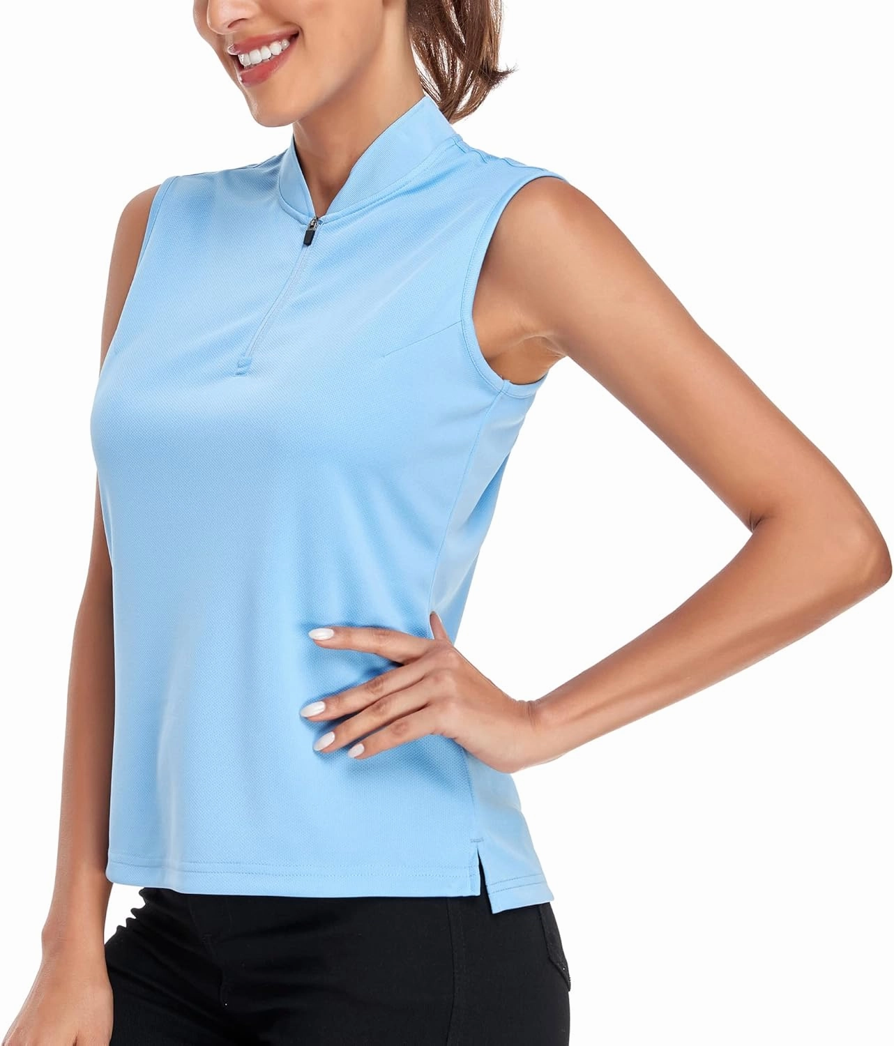 Women's T Shirts Quick Dry UPF 50  Golf Polo Shirts Sleeveless Zip Up Athletic Tank Tops