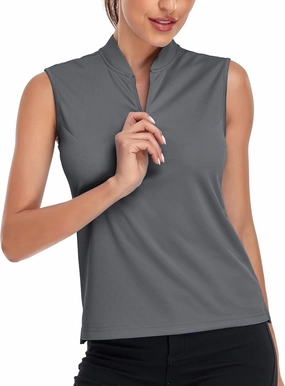 Women's T Shirts Quick Dry UPF 50  Golf Polo Shirts Sleeveless Zip Up Athletic Tank Tops
