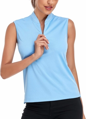 Women's T Shirts Quick Dry UPF 50  Golf Polo Shirts Sleeveless Zip Up Athletic Tank Tops