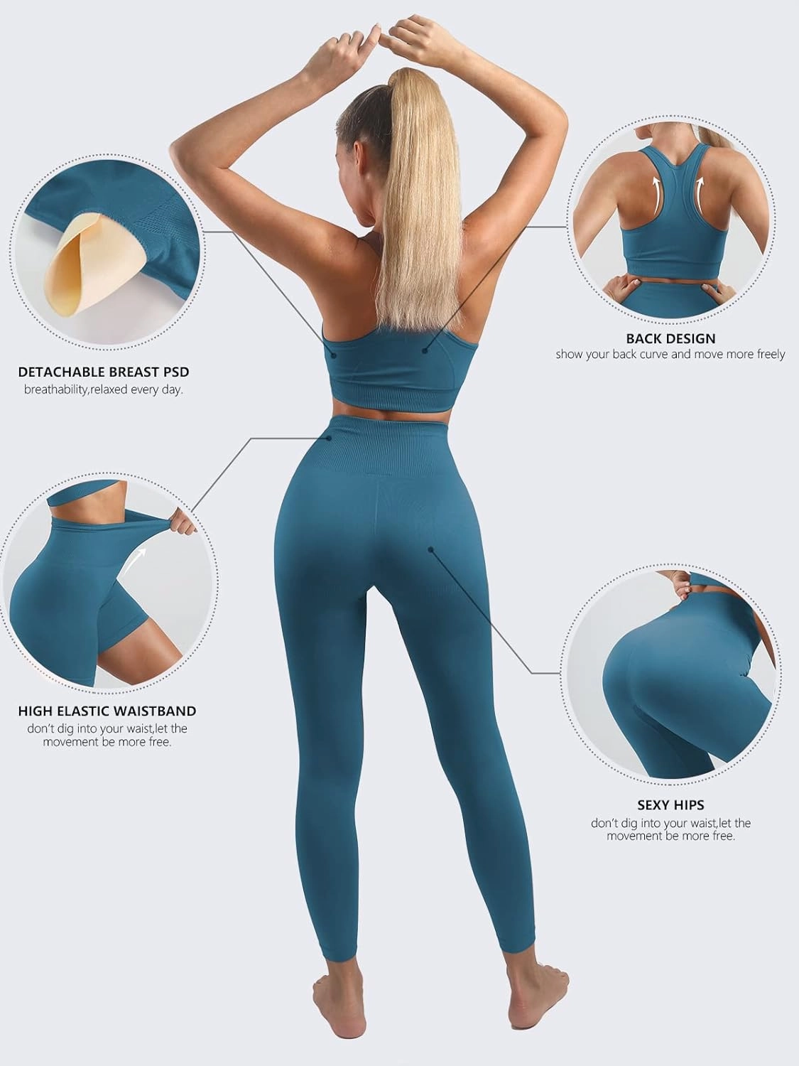 Women’s Yoga Outfits 2 piece Set Workout Tracksuits Sports Bra High Waist Legging Active Wear Athletic Clothing Set