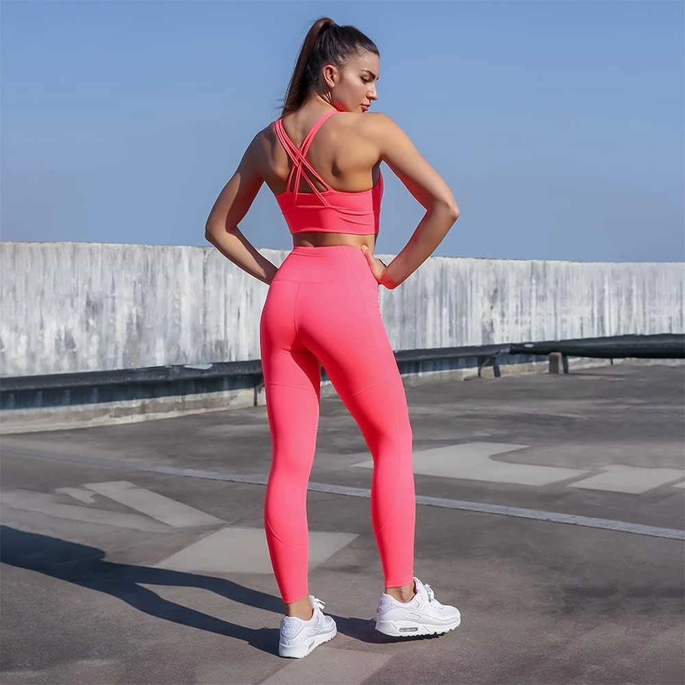 Women’s Yoga Outfits 2 piece Set Workout Tracksuits Sports Bra High Waist Legging Active Wear Athletic Clothing Set