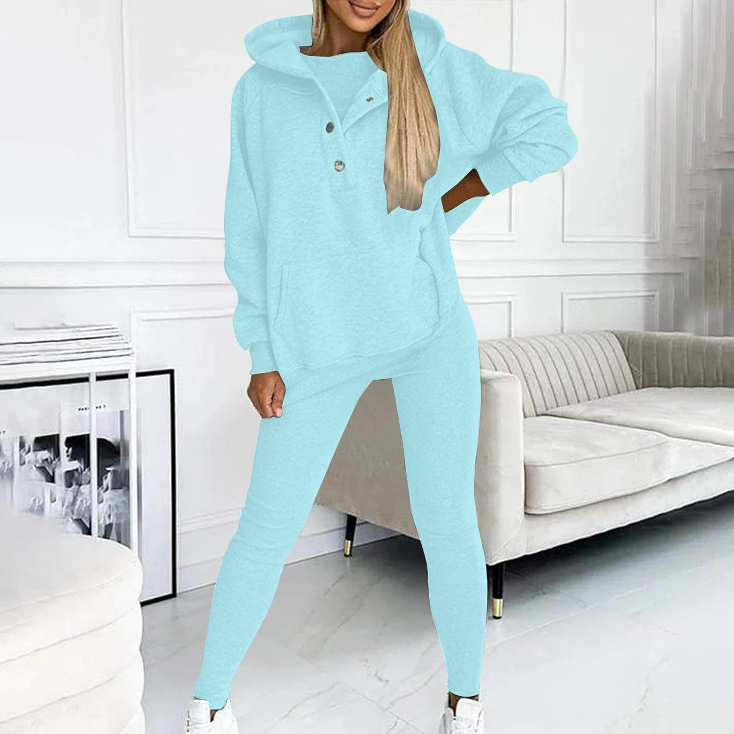 Women Sweat Suit Oversized Hoodies And Leggings Casual Comfortable Sweatshirt 2 Piece Suit Matching Sets