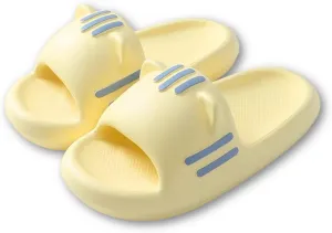 Women’s Slides Cute Bathroom Slippers Non-Slip Cartoon Cat Shaped Indoor Outdoor Summer Slippers