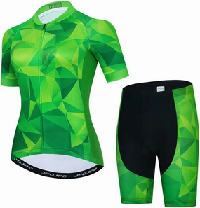 Womens Cycling Jersey Set, Summer Short Sleeve Ladies Mountain Bike Shirt and Shorts Kit MTB Suit Bicycle Clothes