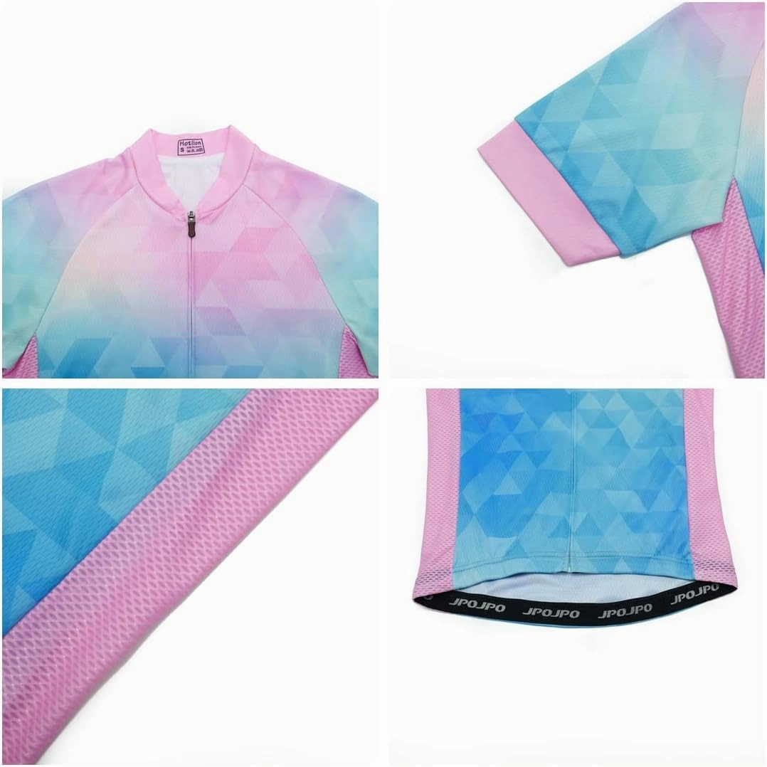 Womens Cycling Jersey Set, Summer Short Sleeve Ladies Mountain Bike Shirt and Shorts Kit MTB Suit Bicycle Clothes