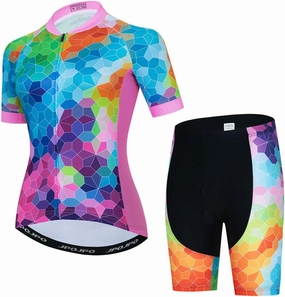 Womens Cycling Jersey Set, Summer Short Sleeve Ladies Mountain Bike Shirt and Shorts Kit MTB Suit Bicycle Clothes