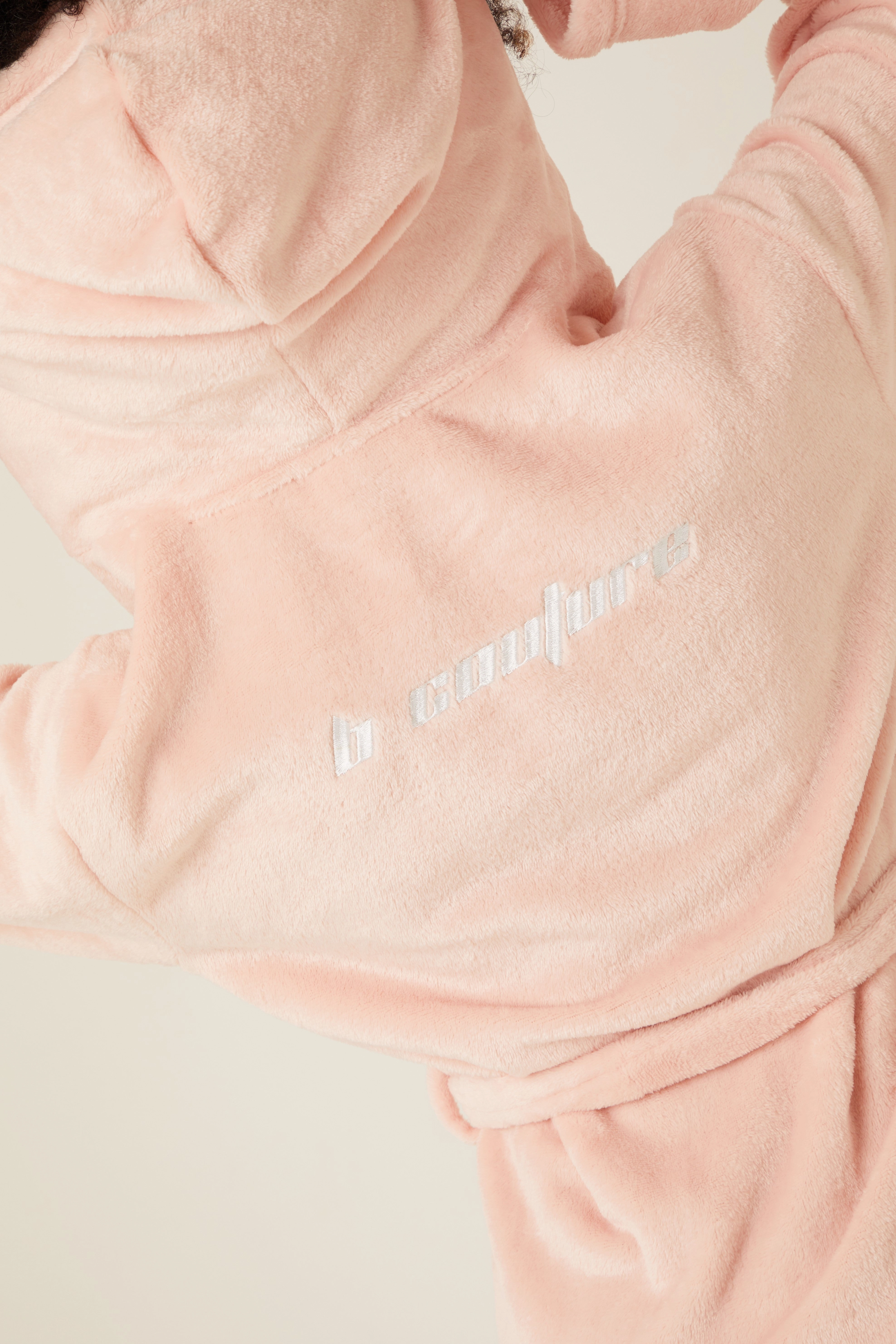 Womens Fluffy Robe & Fluffy PJ Set Bundle - Pink