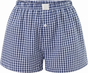 Womens Y2k Cute Plaid Striped Print Pajama Boxer Shorts Gingham Lounge PJ Bottoms Shorts Checkered Sleep Shorts
