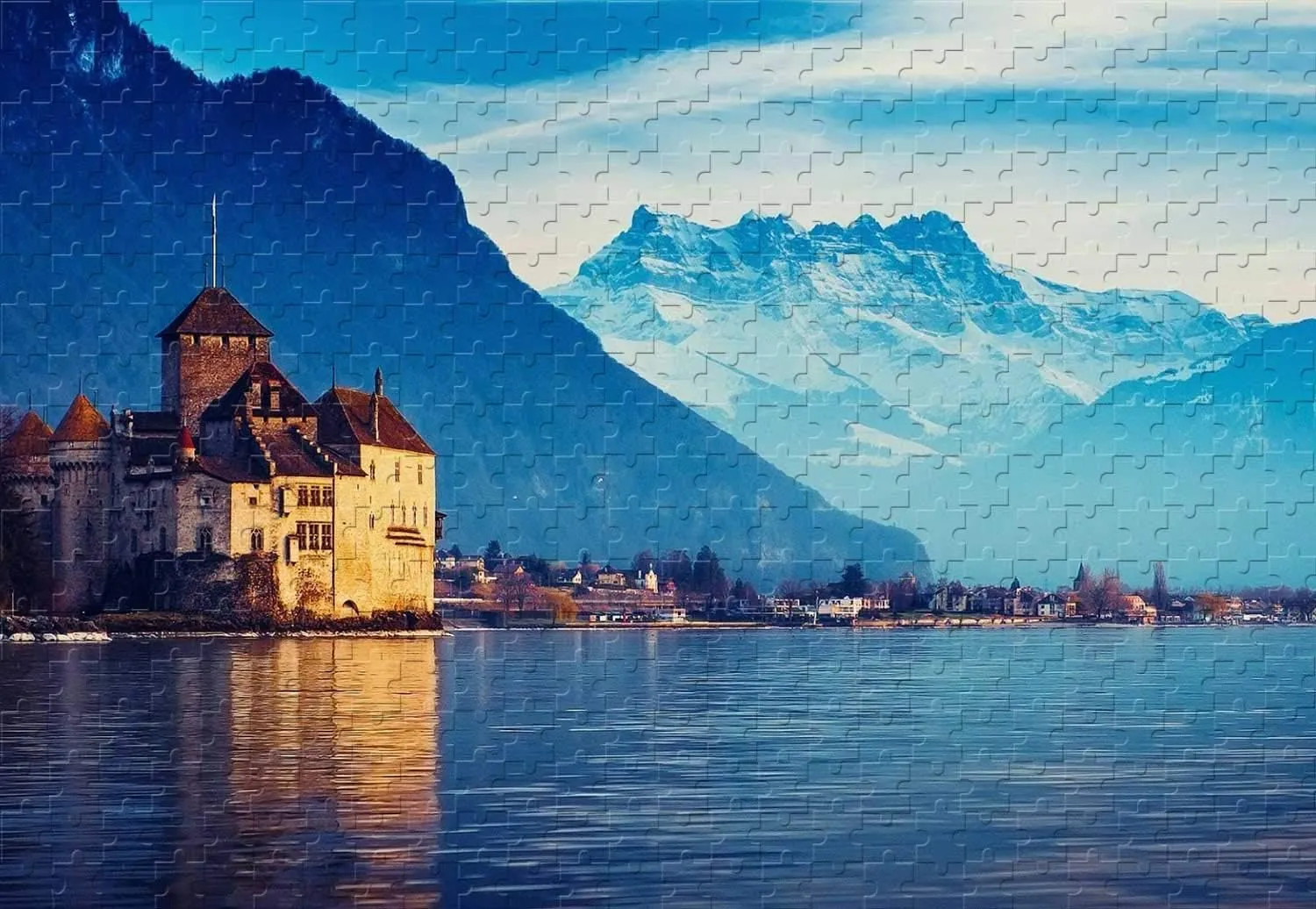 Wooden Jigsaw for Adults Teens Inspirational Landscape Floor Puzzle for Adult Lake Geneva Resort Nature Puzzle Challenging Toys Games Best Gifts 1000 Piece Funny Adult Adventure Jigsaw Puzzle
