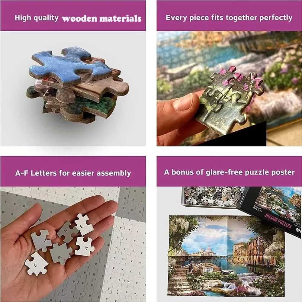 Wooden Puzzles for Adults 1000 Pieces - Wooden Puzzle,Jigsaw Puzzle Pink Dreamy Sunset - Magnificent Snowy Mountains Puzzles Toy，Family Games,Stress Relief Games,Train The Brain Toy