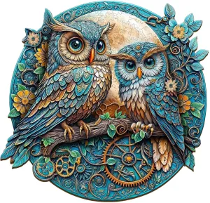 Wooden Puzzles for Adults - Embossed Owl Puzzle, Unique Shape Wooden Jigsaw Puzzle for Adults, Wood Puzzles Adult, Good Gift Idea for Family, Wall Art Home Decor (S-8.5 * 8in -100 Pieces)