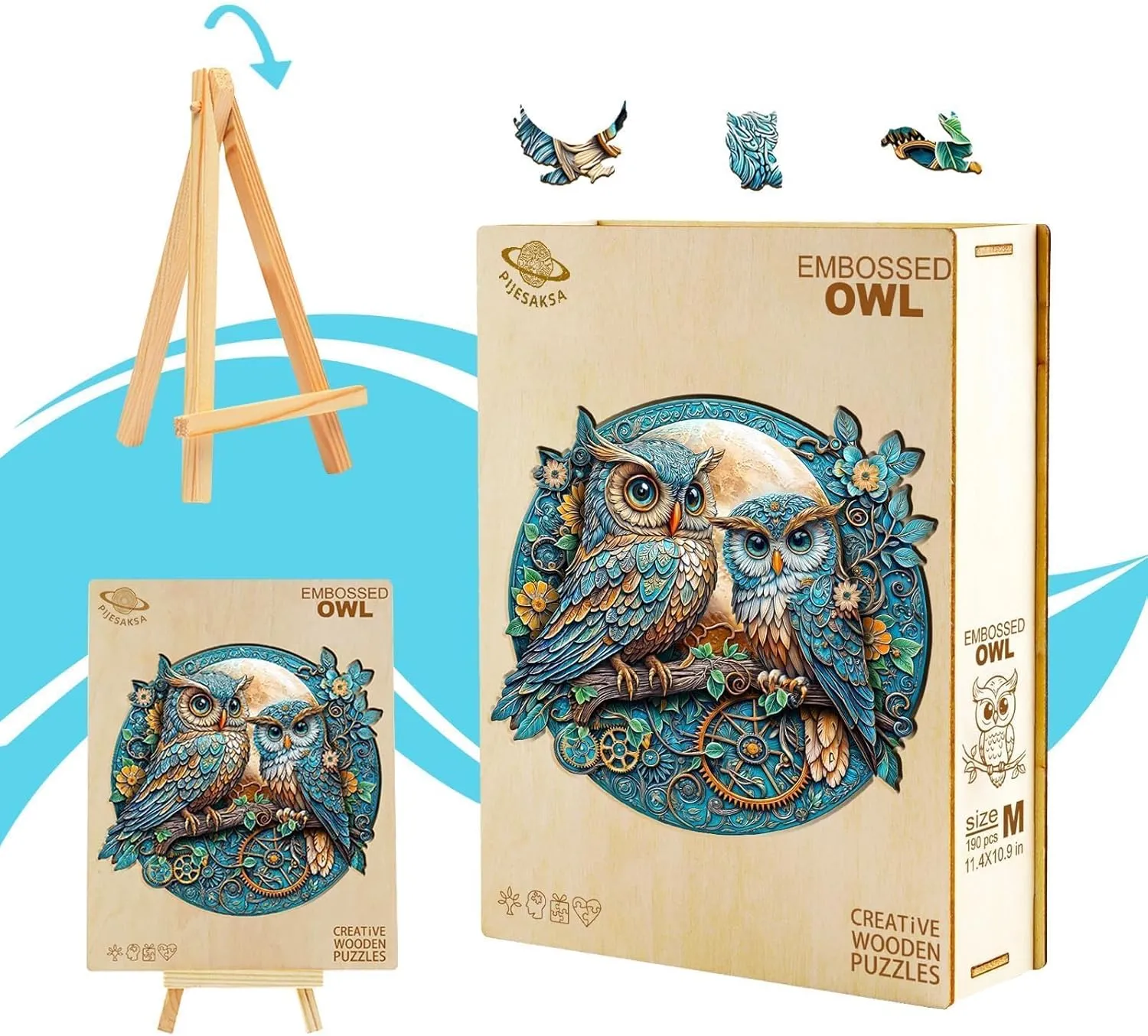 Wooden Puzzles for Adults - Embossed Owl Puzzle, Unique Shape Wooden Jigsaw Puzzle for Adults, Wood Puzzles Adult, Good Gift Idea for Family, Wall Art Home Decor (S-8.5 * 8in -100 Pieces)