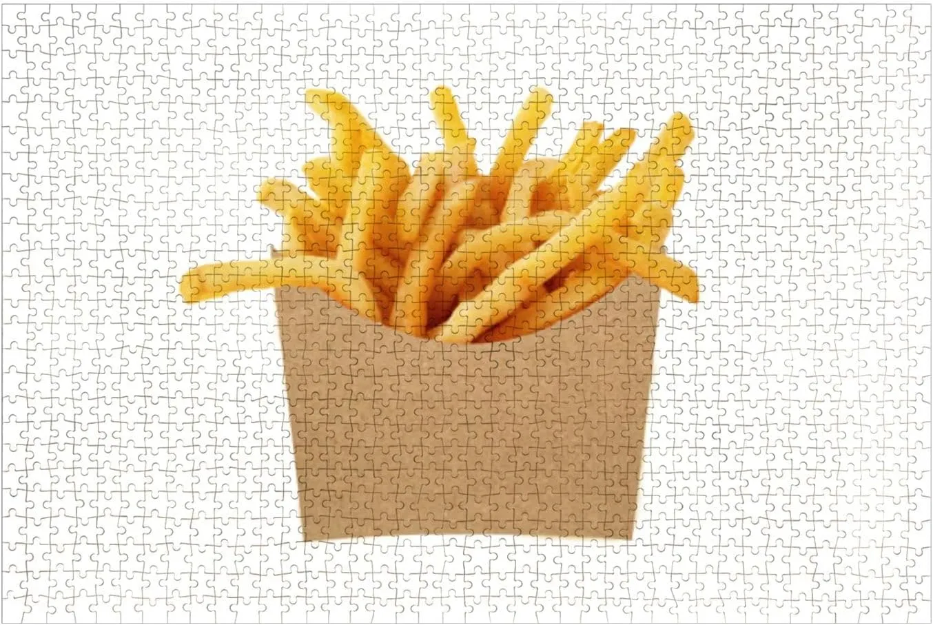 Wooden Puzzles French Fries Brown Kraft Paper Bag White Jigsaw Puzzles for Adults 1000 Pieces Impossible Puzzle Challenging Puzzle Educational Toys Decompression Game