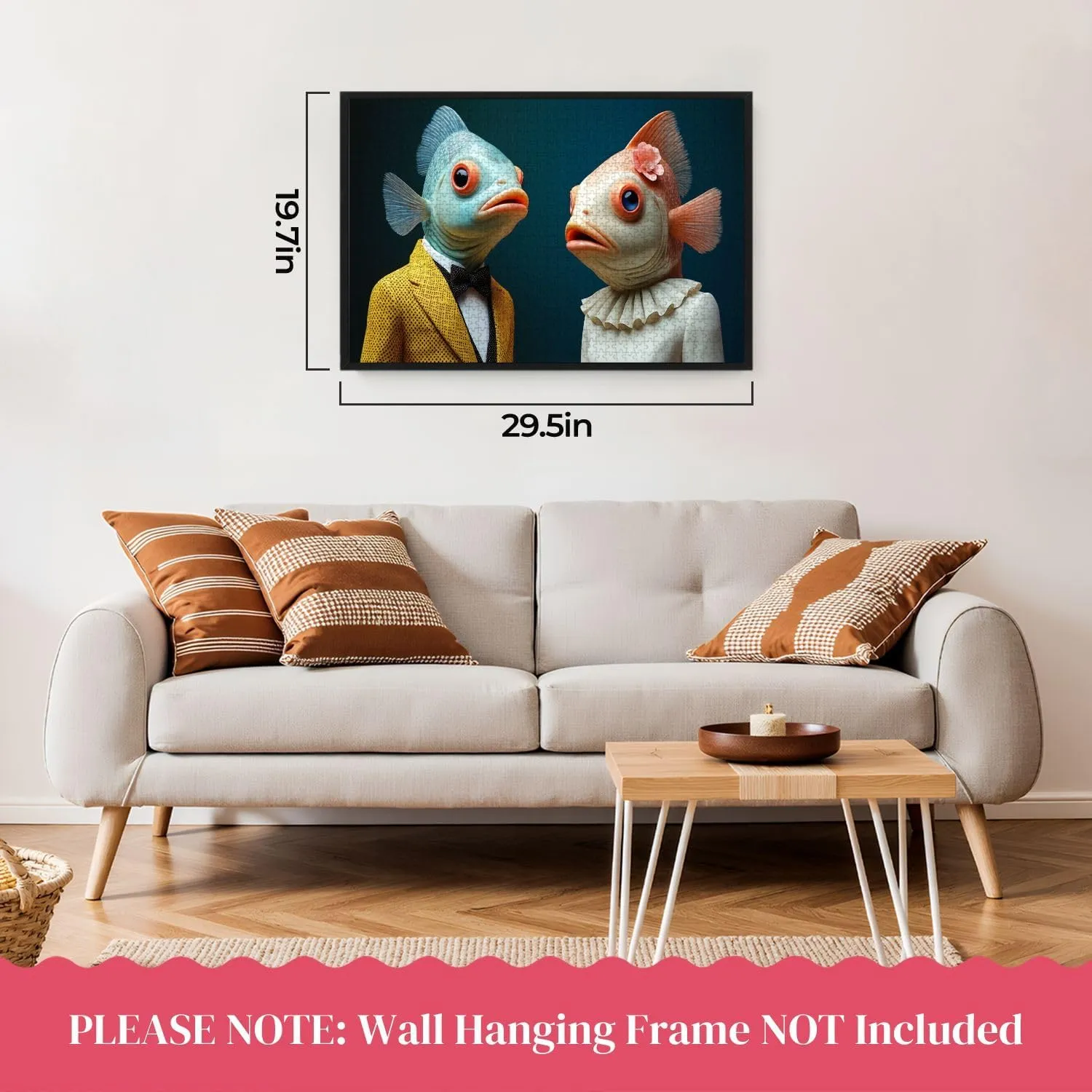 Wooden Puzzles Unique Couple Humanoid Fish Figure Formal Attire Whimsical Design Jigsaw Puzzles for Adults 1000 Pieces Impossible Puzzle Challenging Puzzle Educational Toys Decompression Game