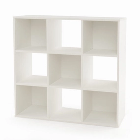 Wooden Kids Bookcase with Storage Cubbies and Anti-toppling Devices-White - Color: White