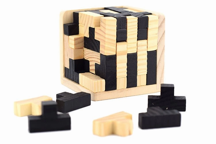 Wooden Luban 3D Cube Board Game – 54L Cube IQ Brain Teaser for Family Fun, Educational Play, and Memorable Parties with Kids & Adults