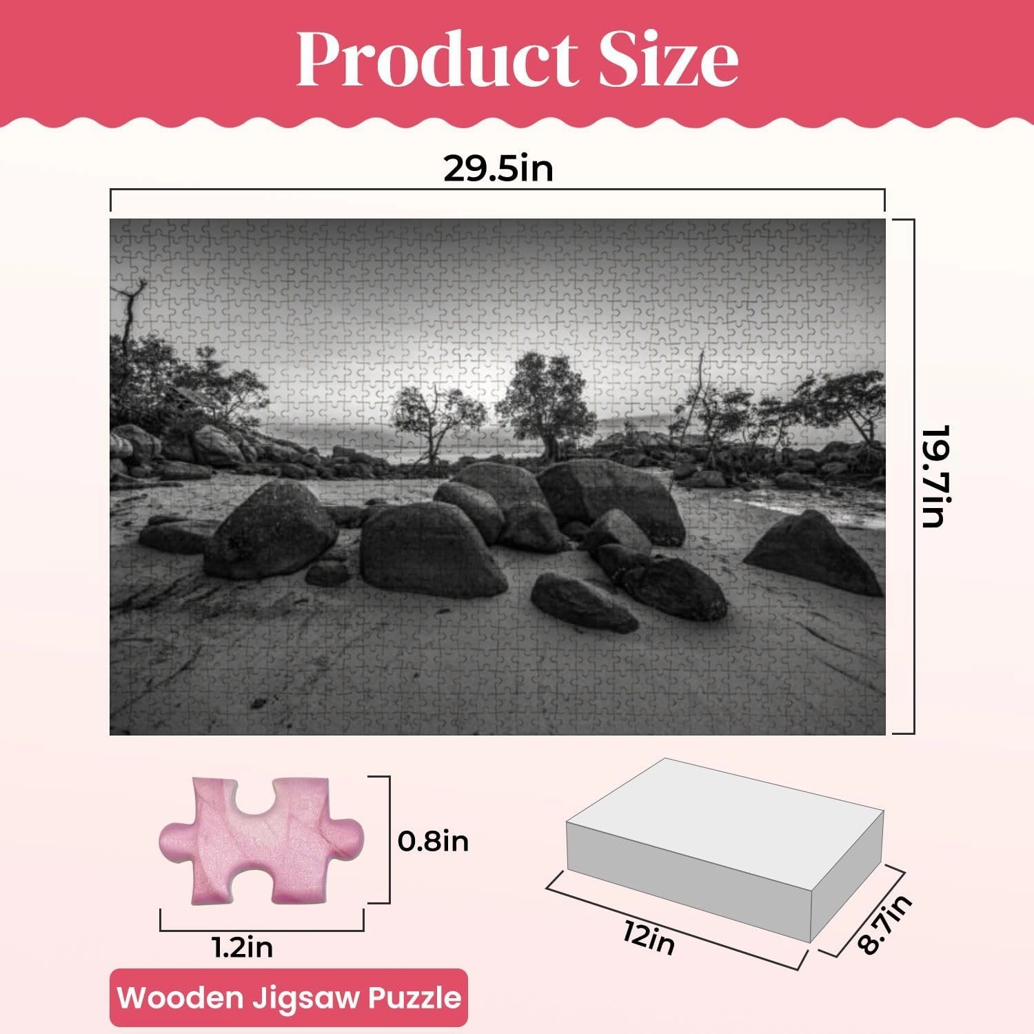 Wooden Puzzles Blackwhite Photos Landscape Wonderful Bintan Indonesia Jigsaw Puzzles for Adults 1000 Pieces Impossible Puzzle Challenging Puzzle Educational Toys Decompression Game