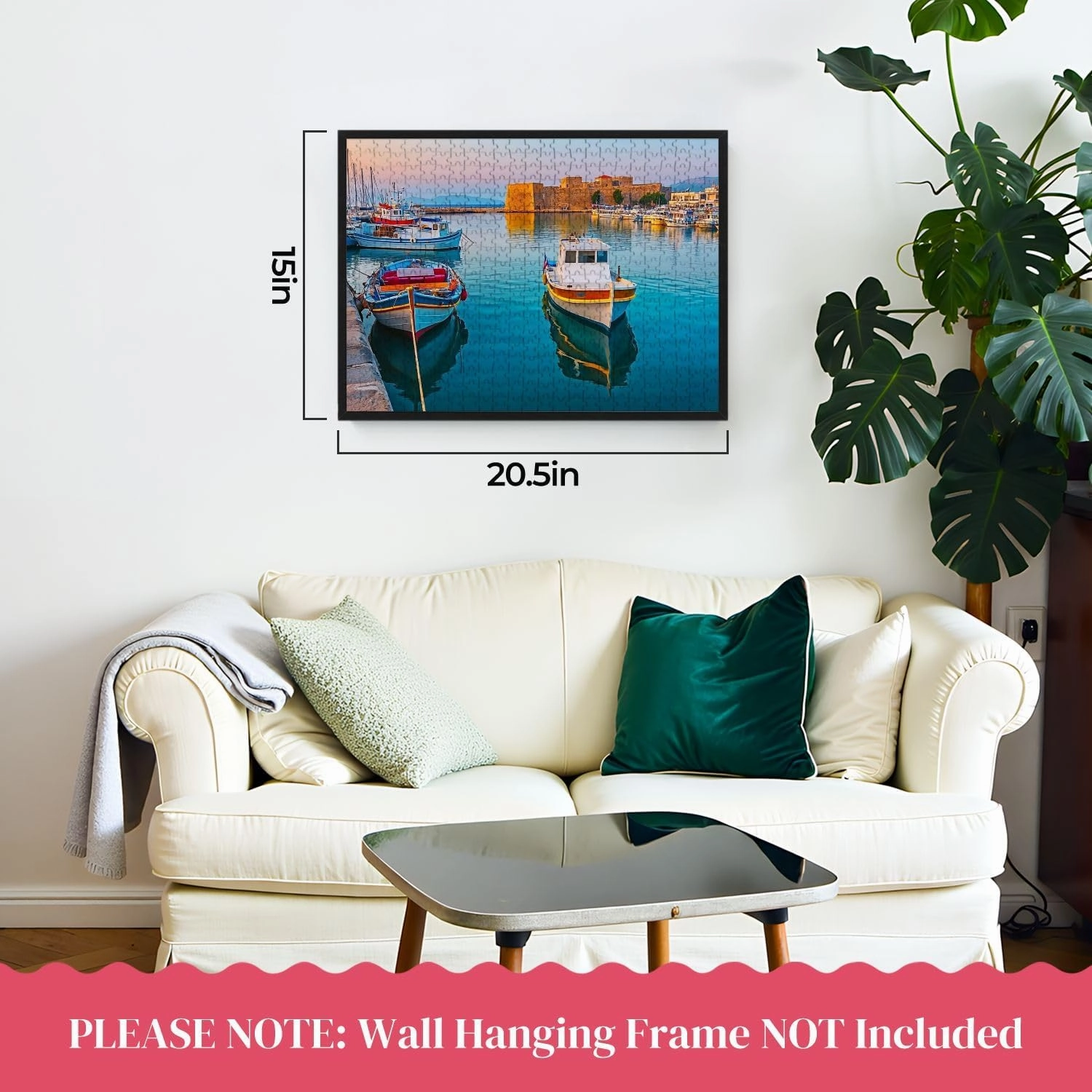 Wooden Puzzles Fishing Boats Harbour Heraklion Jigsaw Puzzles for Adults 500 Pieces Impossible Puzzle Challenging Puzzle Educational Toys Decompression Game