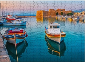 Wooden Puzzles Fishing Boats Harbour Heraklion Jigsaw Puzzles for Adults 500 Pieces Impossible Puzzle Challenging Puzzle Educational Toys Decompression Game