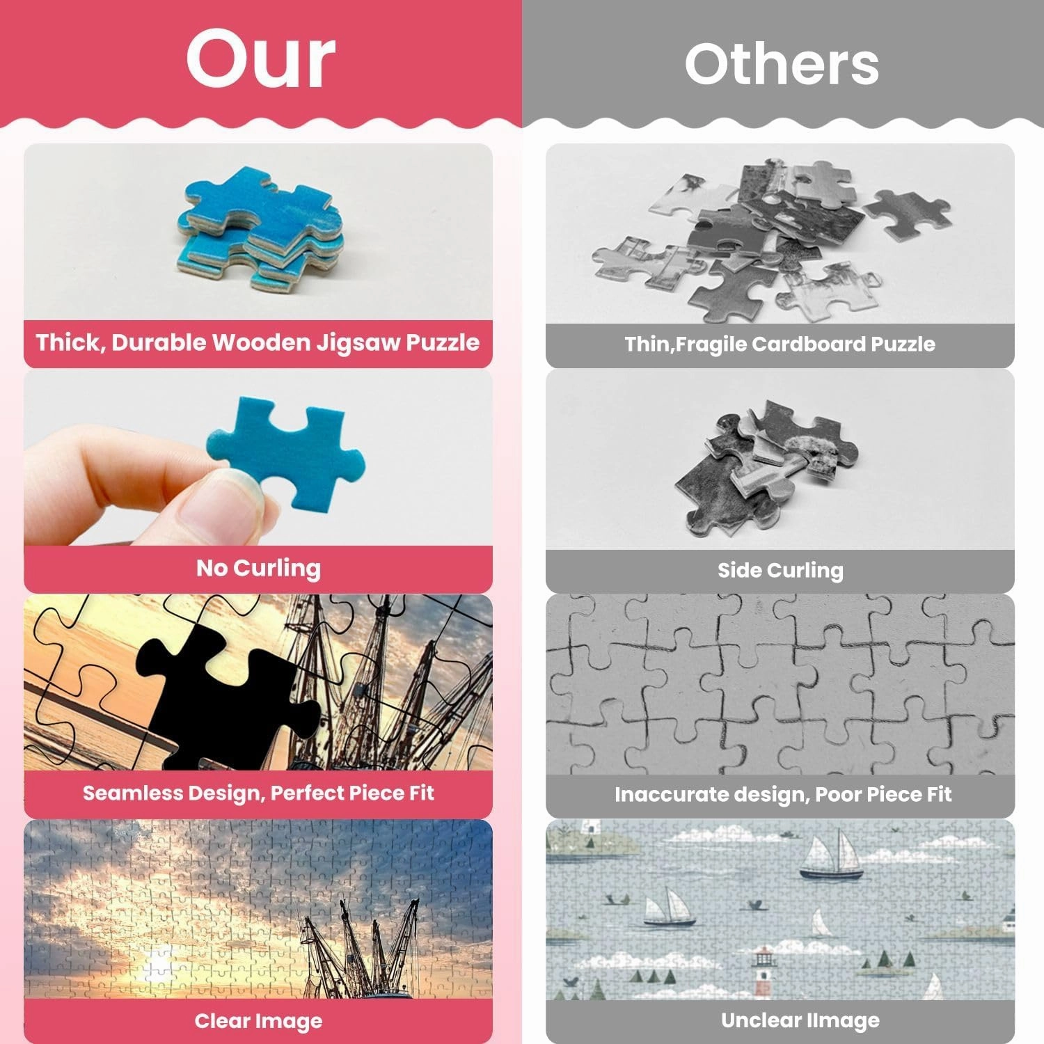 Wooden Puzzles Fishing Trawler Water Sunrise Jigsaw Puzzles for Adults 500 Pieces Impossible Puzzle Challenging Puzzle Educational Toys Decompression Game