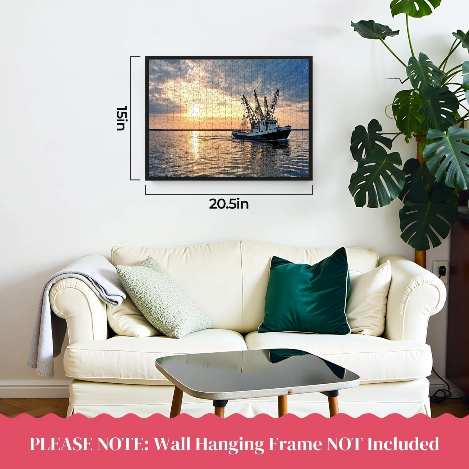 Wooden Puzzles Fishing Trawler Water Sunrise Jigsaw Puzzles for Adults 500 Pieces Impossible Puzzle Challenging Puzzle Educational Toys Decompression Game