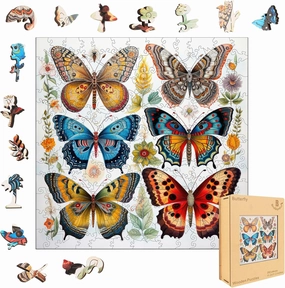 Wooden Puzzles for Adults, 200 Pieces Colorful Butterfly Unique Shaped Puzzles,Jigsaw Puzzles for Adults Toys Gift for Kids Family Games